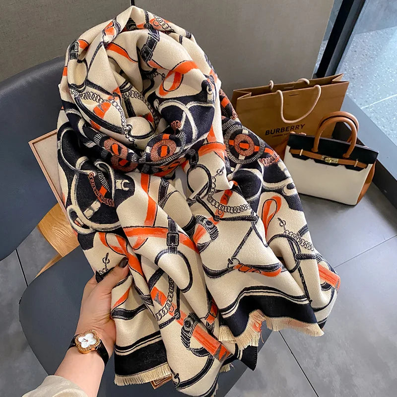 Luxury Cashmere Thick Warm Winter Ladies Scarf 2023 Design Pashmina Travel Blanket Shawl Wraps up winter scarf