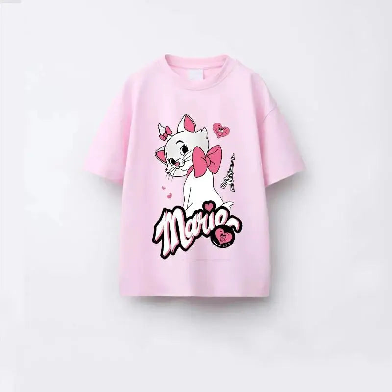 Disney Girls' Cartoon Knit Tee – Casual Summer Top for Ages 7–13