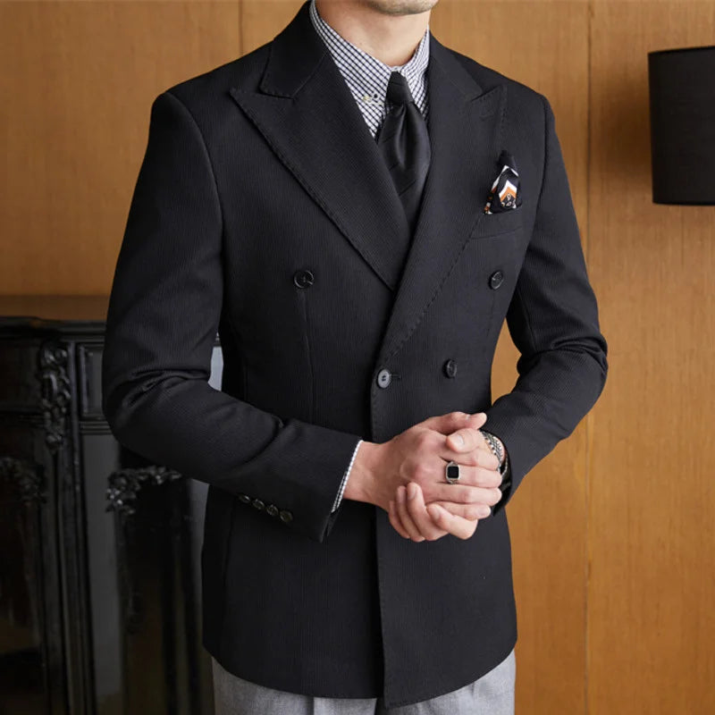 High Quality Double Breasted Suit 2 Pieces designed for Wedding, as well as for Business Formal Casual  Office.