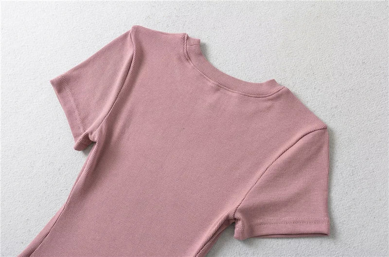 STVY Women's Slim Fit Solid Knit Tee with O-Neck - High Street Spring/Summer Top