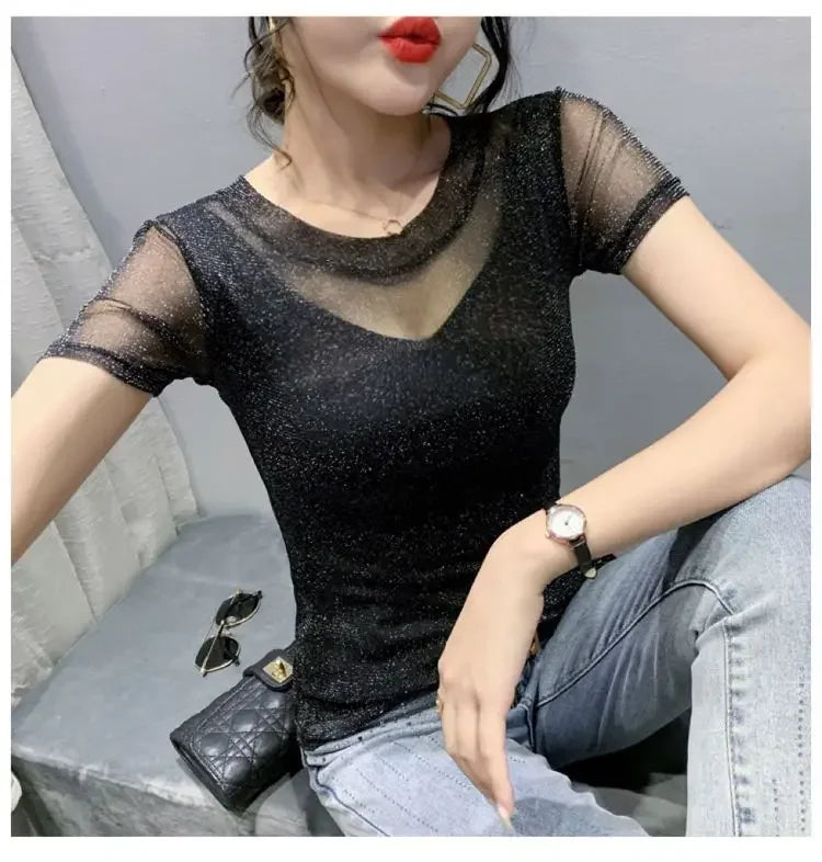 NoEnName_Null Women's Casual O-Neck Summer Tee – Solid Color, Slight Stretch, Short Sleeves