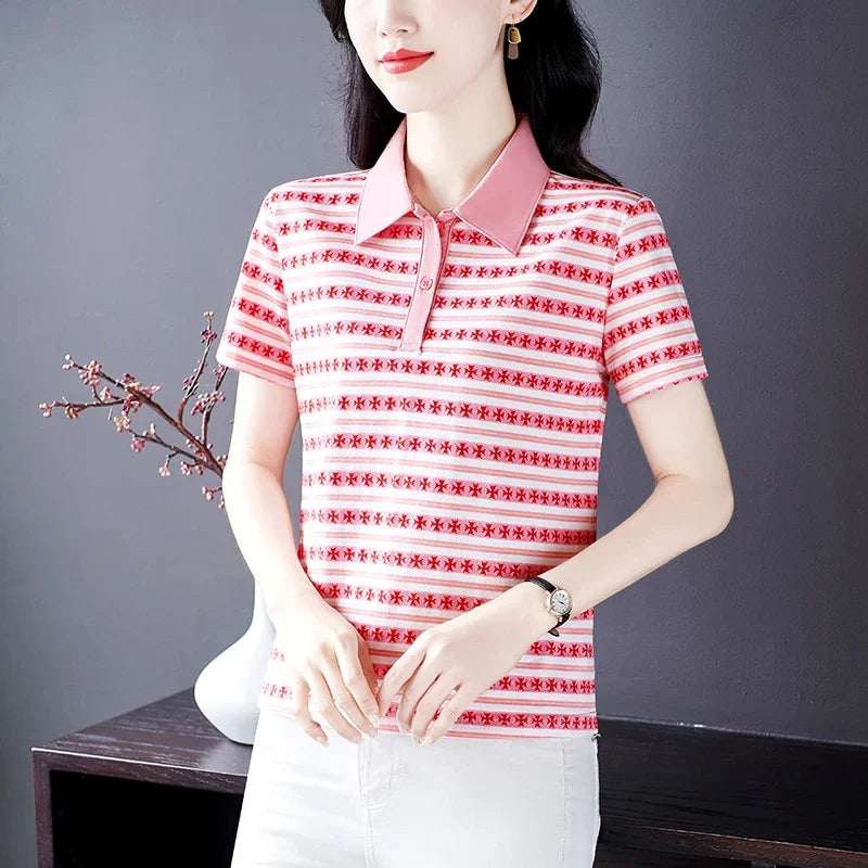Moeroshe Casual Contrast Color Cotton Polo Shirt – Summer 2024 Collection