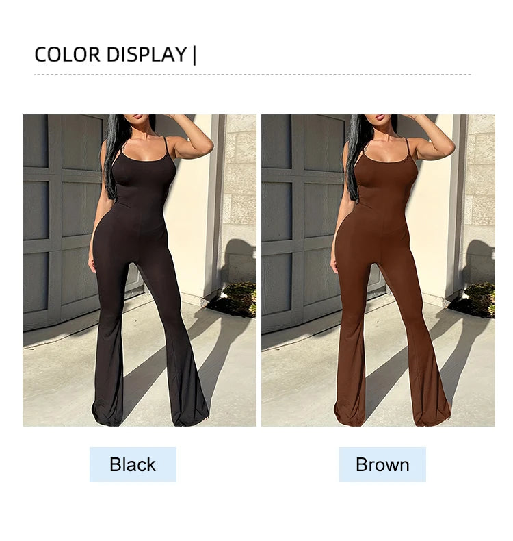 NoEnName_Null Women's Casual Solid Full-Length Jumpsuit - Spring/Summer Collection