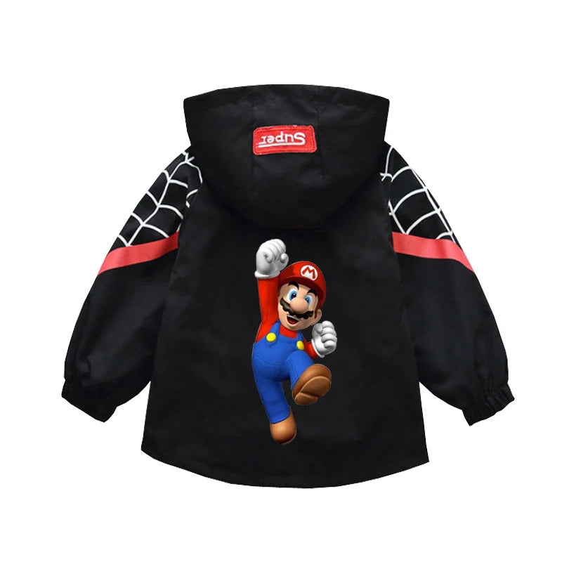 Spring Boys and Girls Cartoon Super Mario Zipper Hoodies Jacket for 1-10 Years