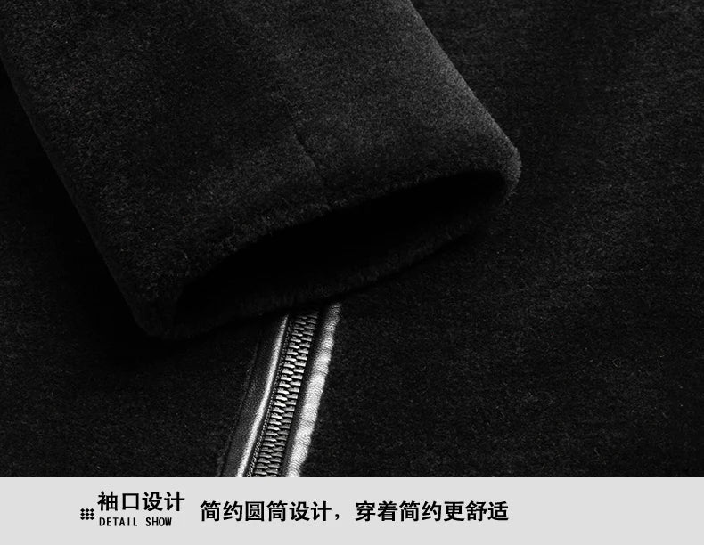 New sheep shearing fur integrated men's short leather jacket mink hair lapel men's fur coat coat thick coat