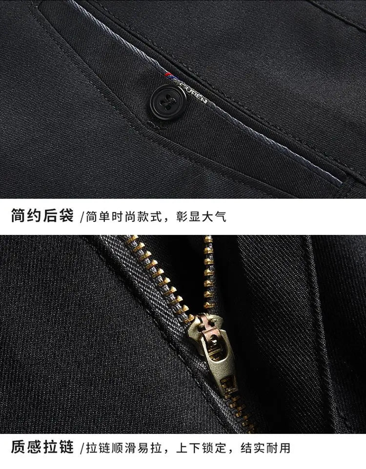 Spring Autumn New Business Office Streetwear Fashion Men's Solid Pocket Loose Casual Straight Full Trousers 29-40