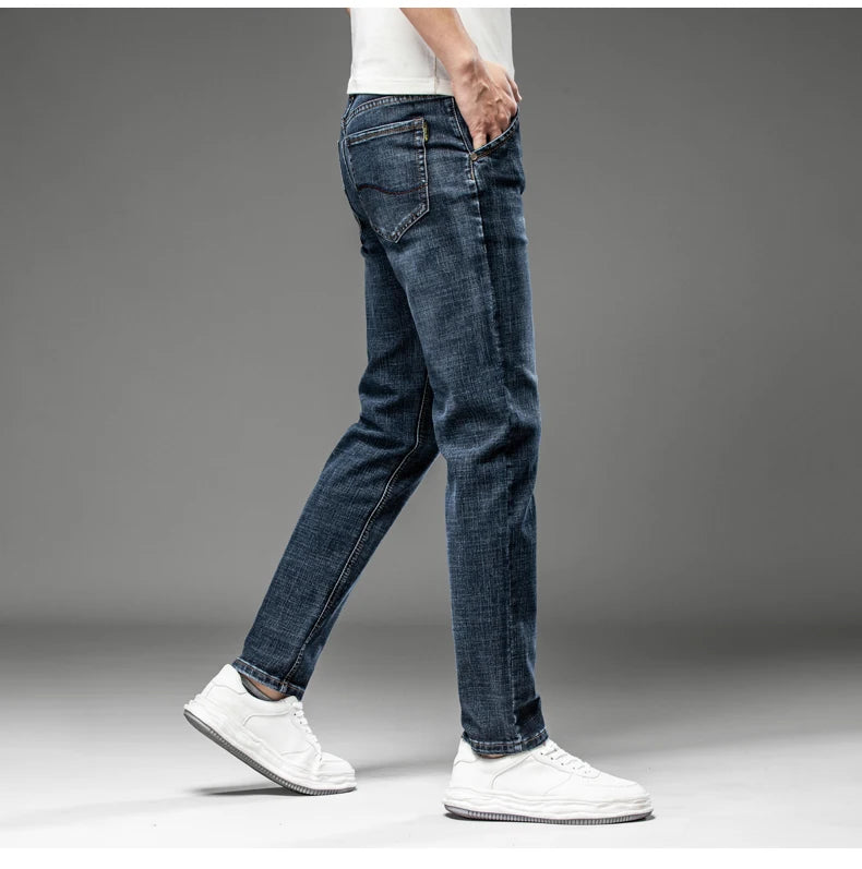 NoEnName_Null Slim Fit Mid-Waist Pencil Pants - Light Sand Wash Jeans for Men