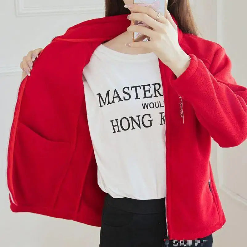 New Spring Autumn Clothes Sky Blue Coat Slim Women Sweatshirt Embroidery Letter Sport Tops Liner Fleece-lined Young Woman Jacket