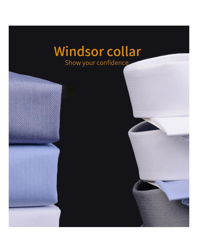 men's Windsor collar shirt Pure cotton classic retro fashion slim-fit commute shirt men