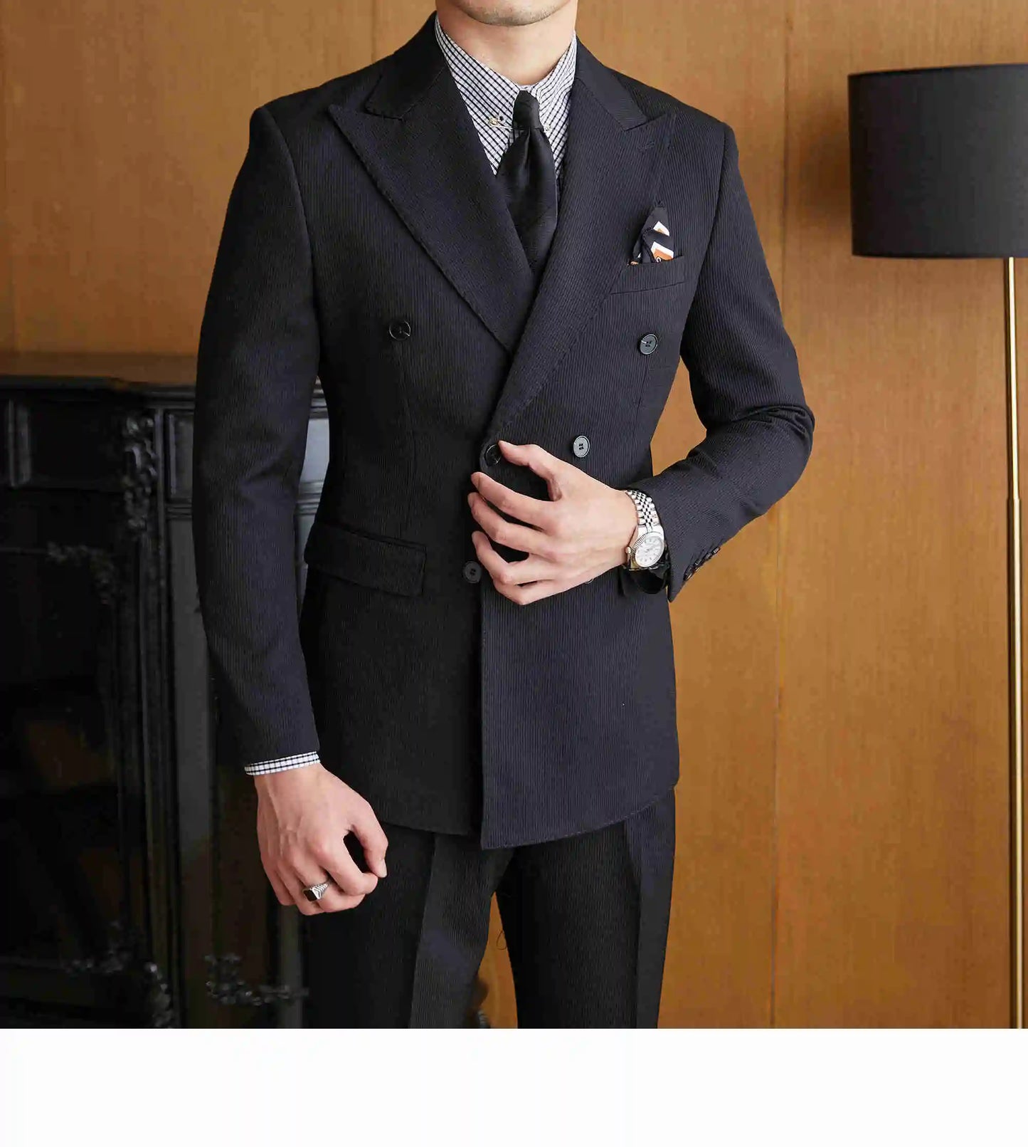 High Quality Double Breasted Suit 2 Pieces designed for Wedding, as well as for Business Formal Casual  Office.