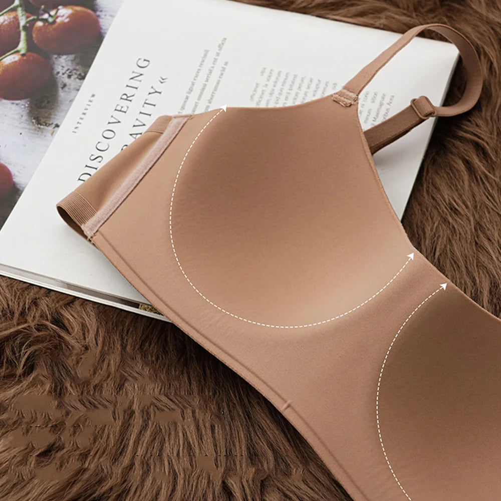 Seamless Underwear Thin Soft Comfort Women Push-Up Bra Sexy Beauty colour Back Non-Wire Solid Colour Female Lingerie