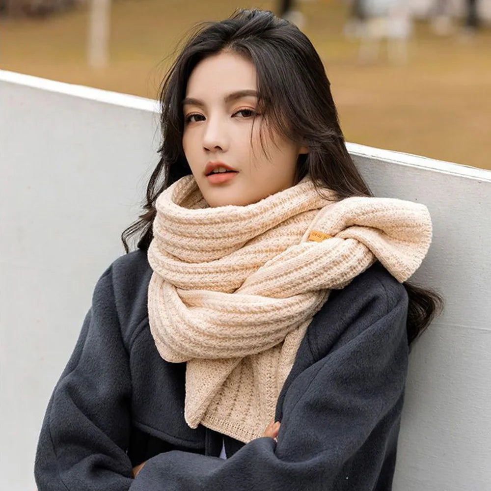 Women winter Thicken warmer soft Cashmere Scarves Pashmina Shawls Wraps Female Pure Color Knitted Long Scarf.