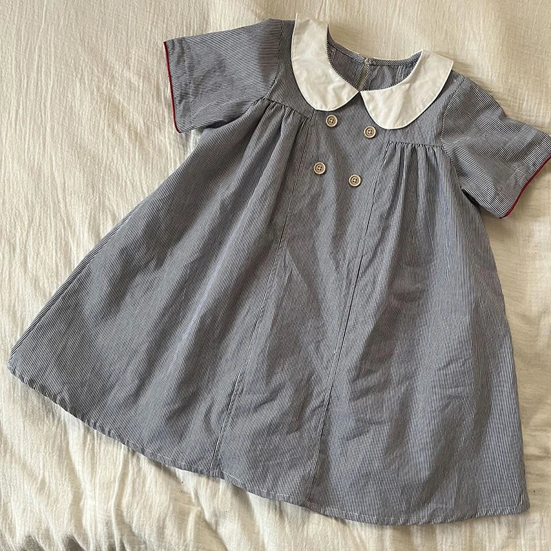 MILANCEL Unisex Summer Cotton Clothing Set for Kids (Ages 4–6) – Striped Short Sleeve Shirt and Shorts