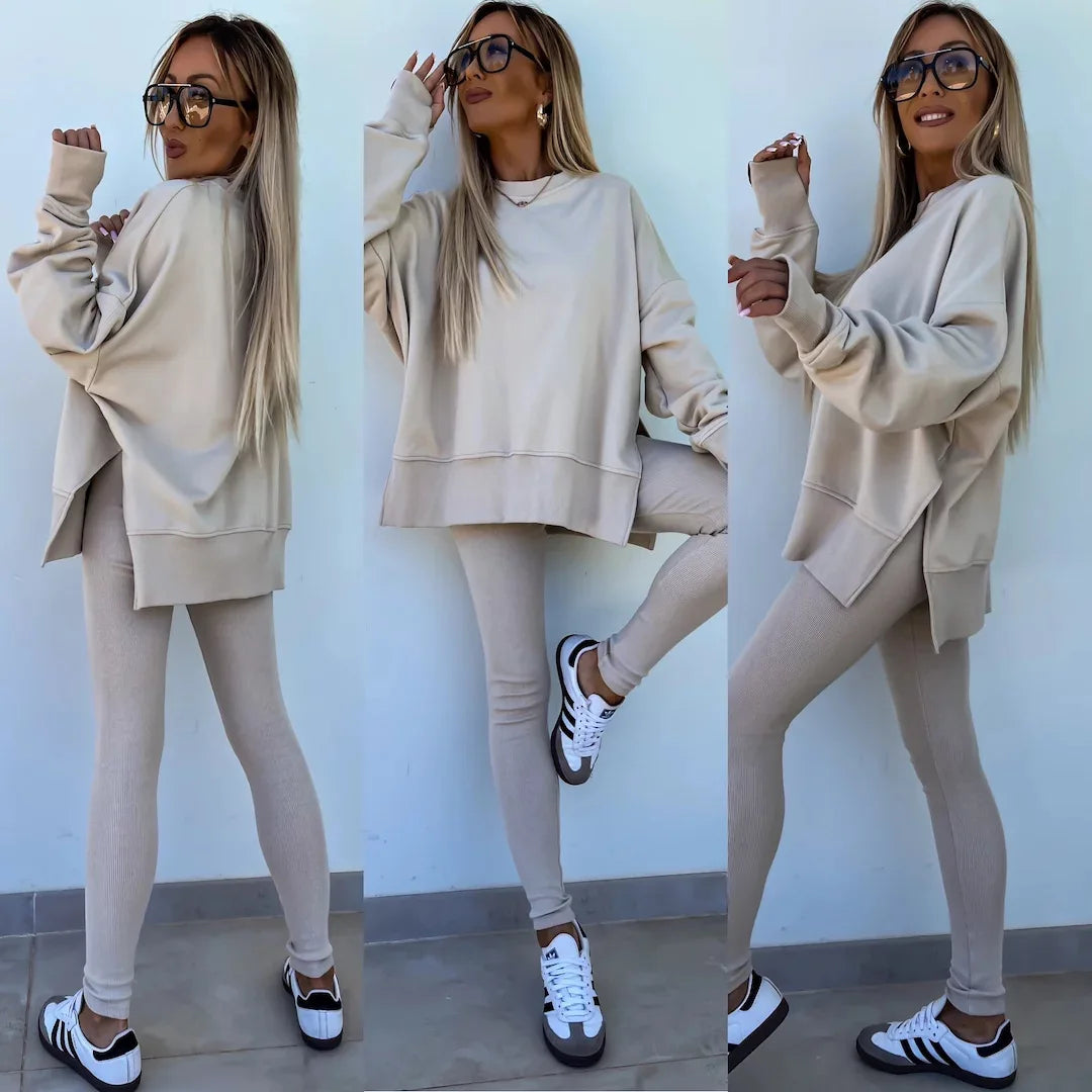 Women's  Spring Casual Tight Trousers Loose Hoodie Set New Elegant 2-Piece Sets for Women