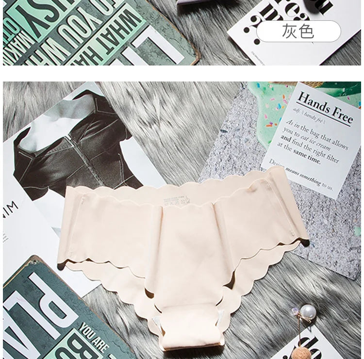 SP&CITY Soft Wavy Side Seamless Panties For Women Satin Menstrual Underwear Sexy Solid Breathable Thongs Briefs Female Lingerie