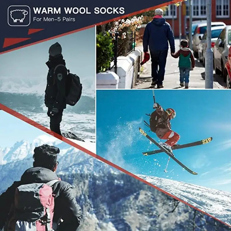 5 Pairs Winter Thick Warm Nordic Wool Blend Socks High Quality Fashion Vintage Thermal Crew socks For Men and Women Gifts 2023