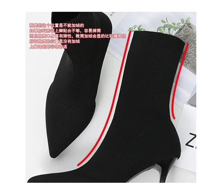 Sexy Boots Knitting Stretch Boots High Heels for Women