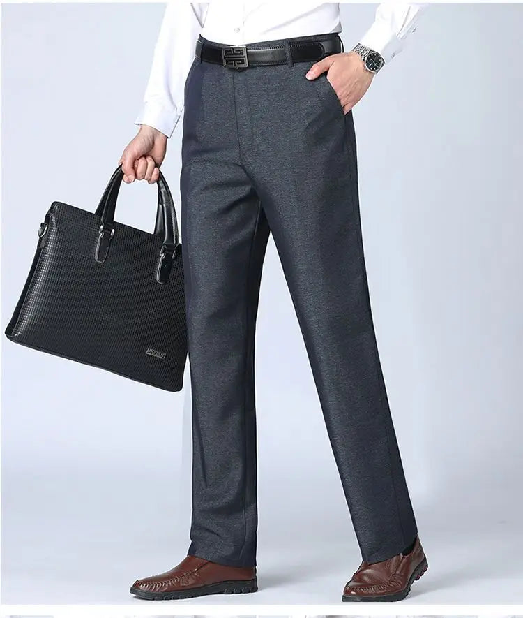 Spring Autumn New Business Office Streetwear Fashion Men's Solid Pocket Loose Casual Straight Full Trousers 29-40