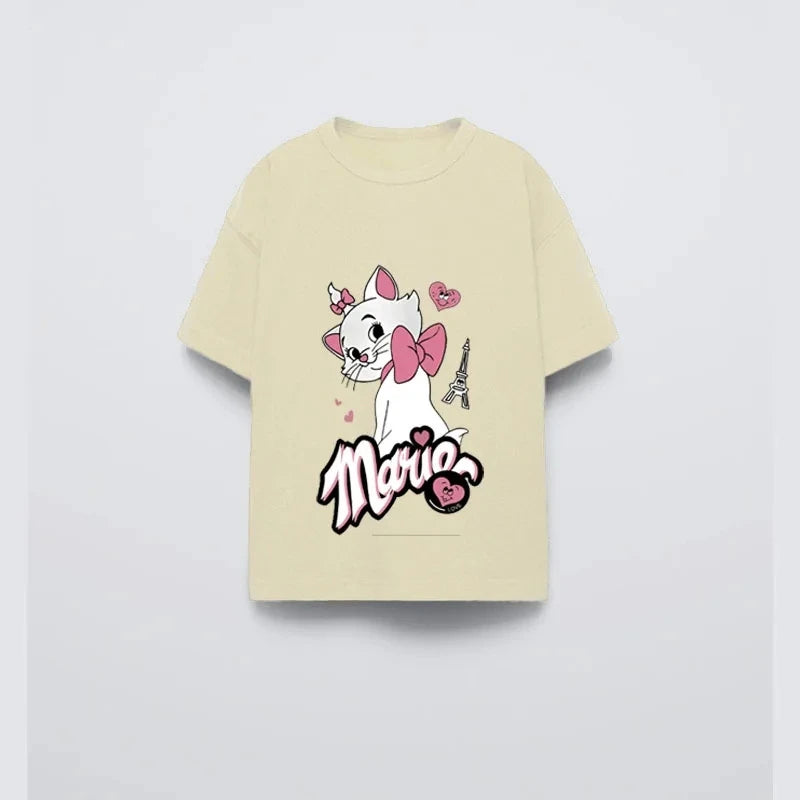 Disney Girls' Cartoon Knit Tee – Casual Summer Top for Ages 7–13