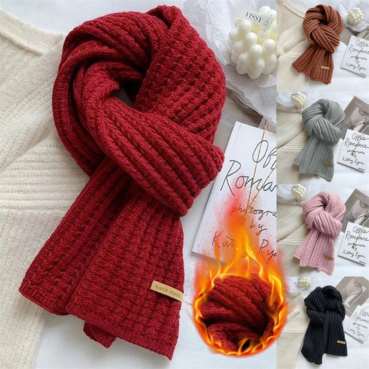 Women winter Thicken warmer soft Cashmere Scarves Pashmina Shawls Wraps Female Pure Color Knitted Long Scarf.