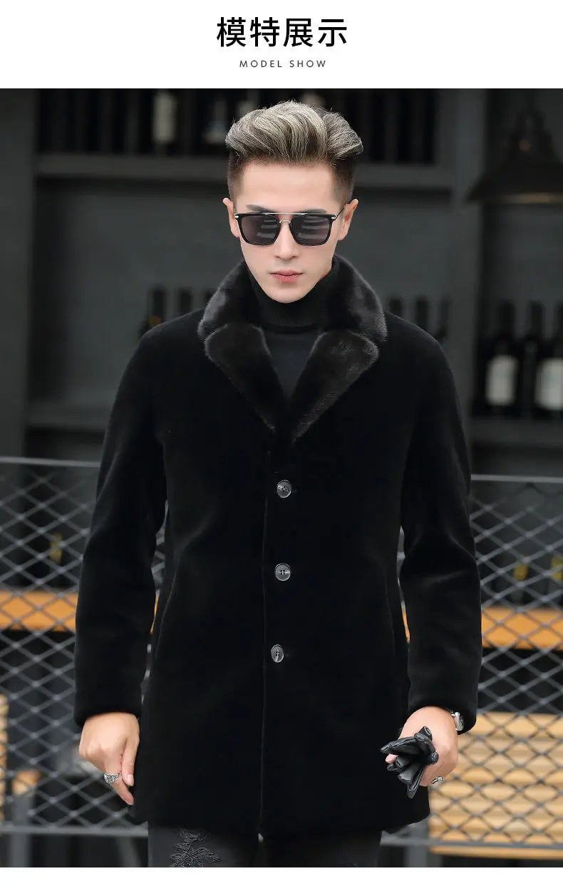 Winter New Mink Fleece Coat Imitation Fur Coat Men's Medium winter coat