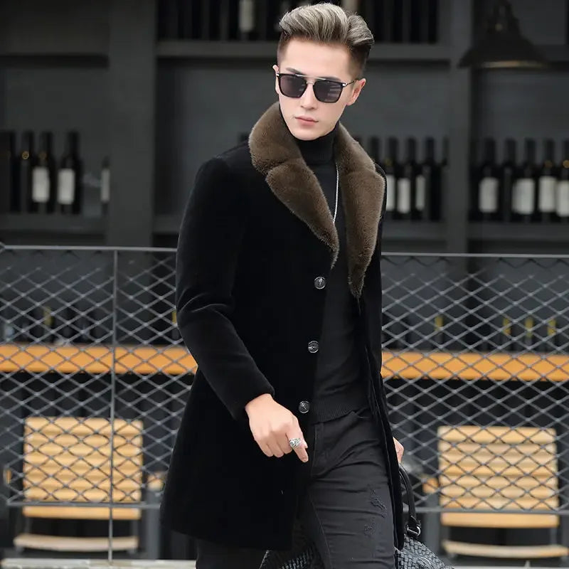 Winter New Mink Fleece Coat Imitation Fur Coat Men's Medium winter coat