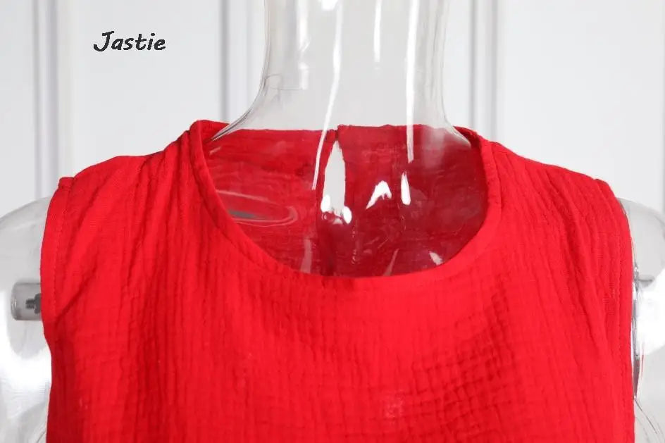 JASTIE Women's Casual A-Line Sleeveless Jersey Dress – Mid-Calf Length, Spring/Summer Style