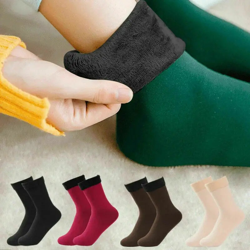 Velvet Women Winter Warm Thicken Socks, Thermal Soft Casual Solid Colour Wool Cashmere Home Snow Boots Floor Sock 1Pairs