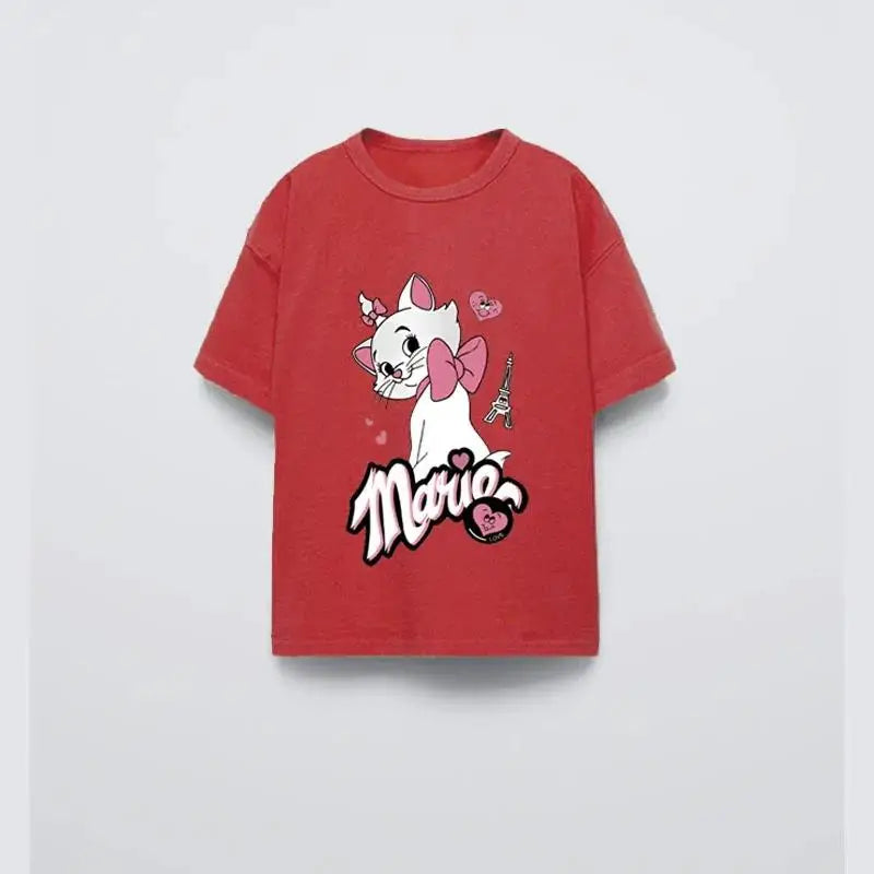 Disney Girls' Cartoon Knit Tee – Casual Summer Top for Ages 7–13