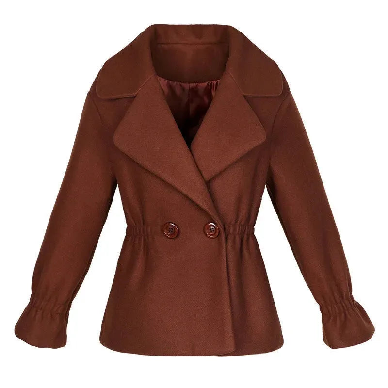 Elegant winter 100% wool Tops Female  coat for Autumn Winter Casual Short Jacket Double-Breasted Outerwear