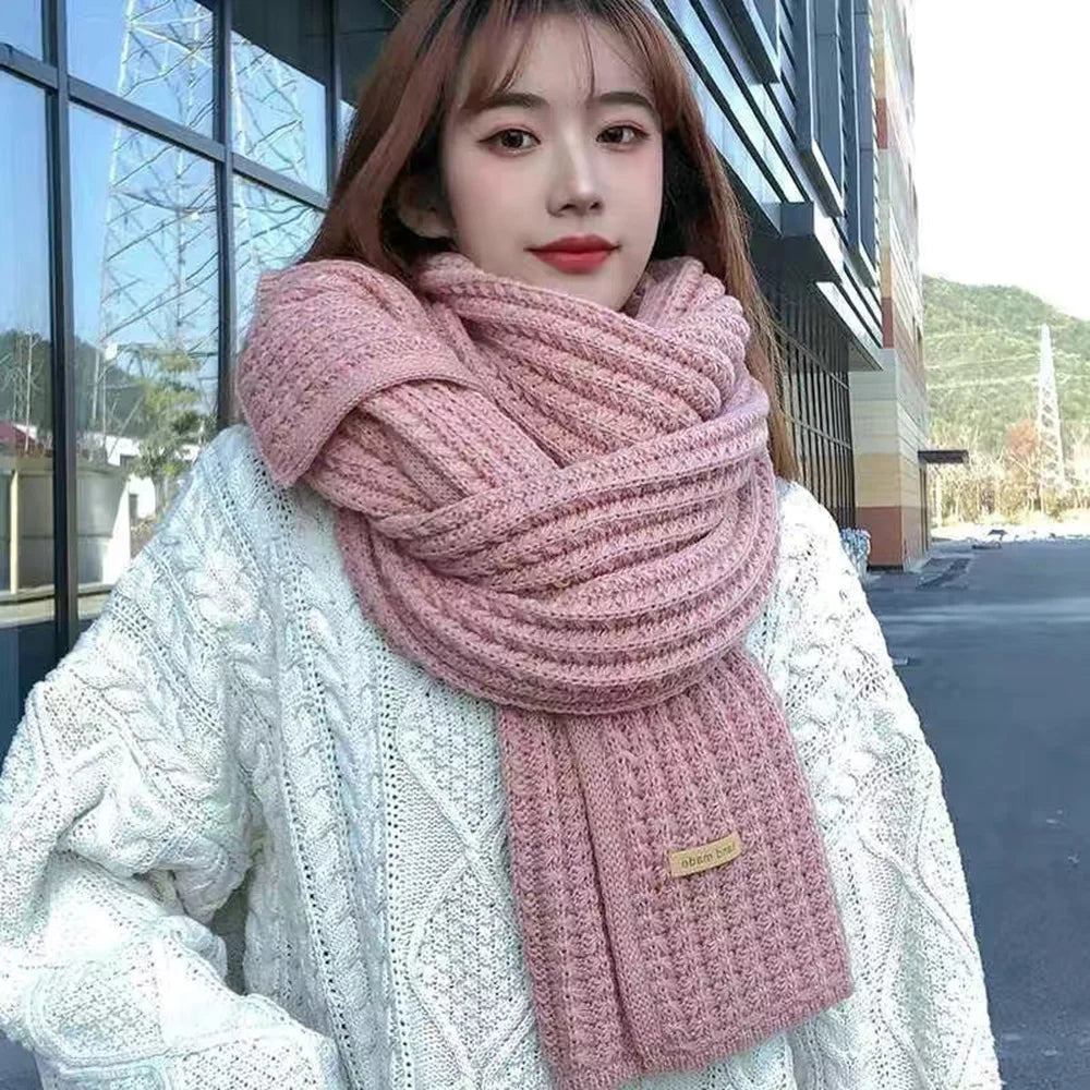 Women winter Thicken warmer soft Cashmere Scarves Pashmina Shawls Wraps Female Pure Color Knitted Long Scarf.