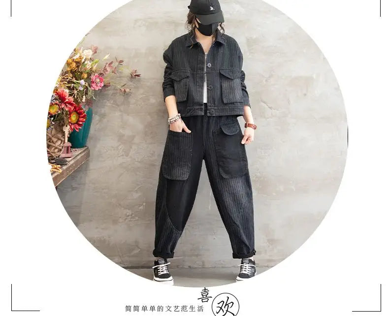 Stylish Denim Jacket Suit for Office Ladies