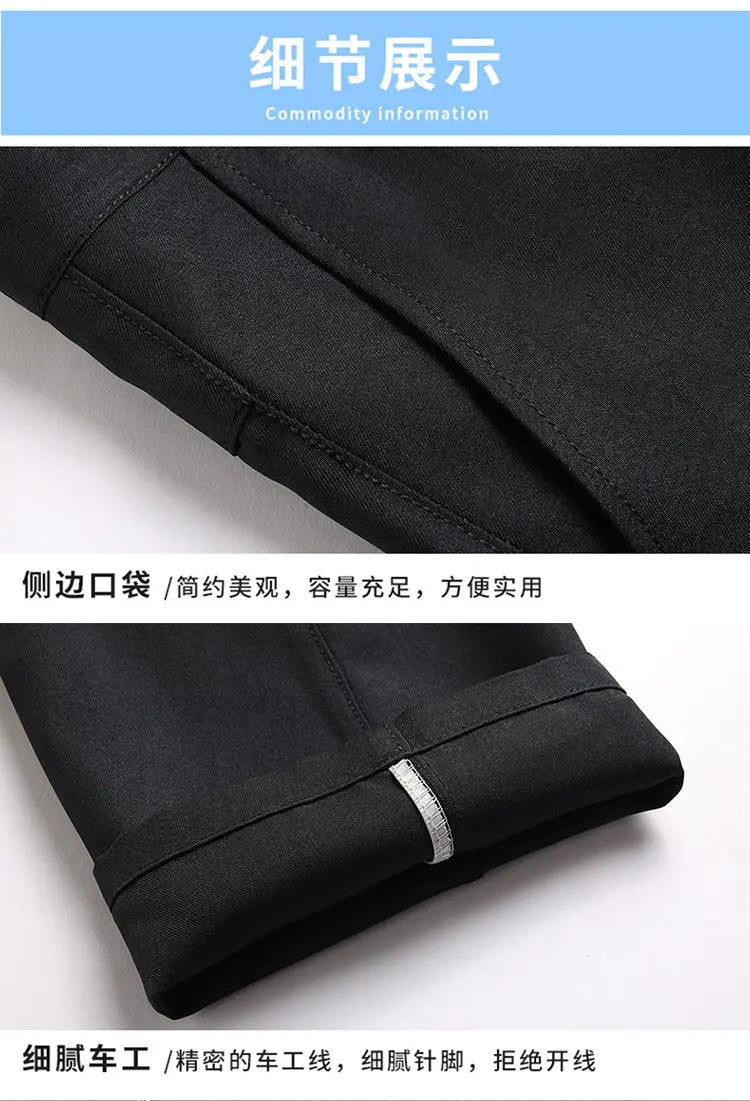 Spring Autumn New Business Office Streetwear Fashion Men's Solid Pocket Loose Casual Straight Full Trousers 29-40