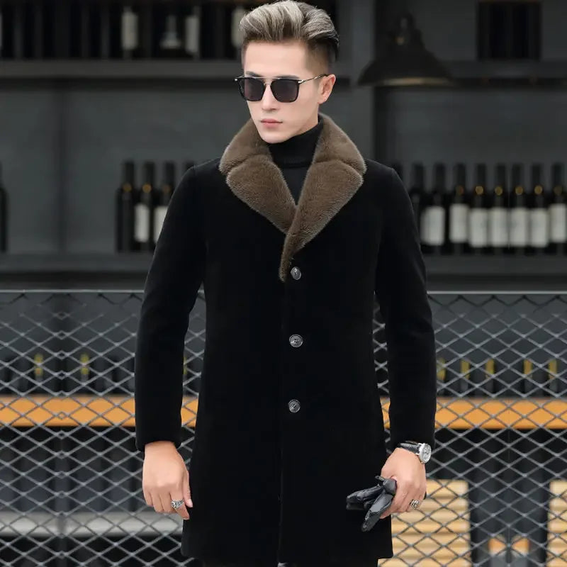 Winter New Mink Fleece Coat Imitation Fur Coat Men's Medium winter coat