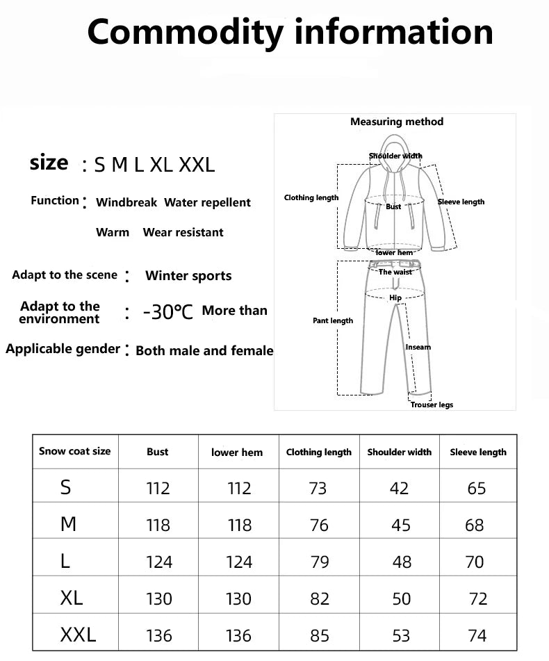 2024, Waterproof Ski Suit for Men and Women, Snowboarding Clothing, Outdoor Sets, Jackets and Pants,