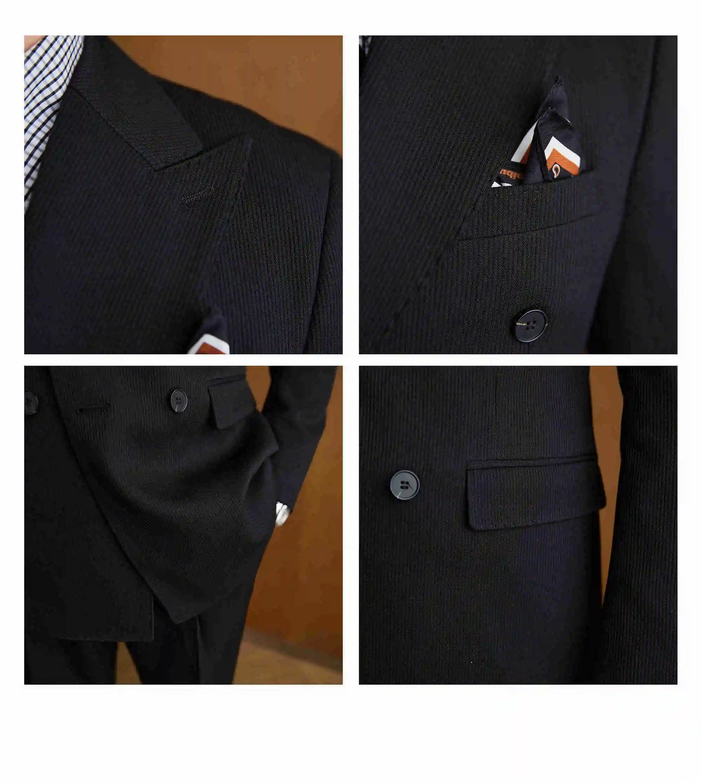 High Quality Double Breasted Suit 2 Pieces designed for Wedding, as well as for Business Formal Casual  Office.