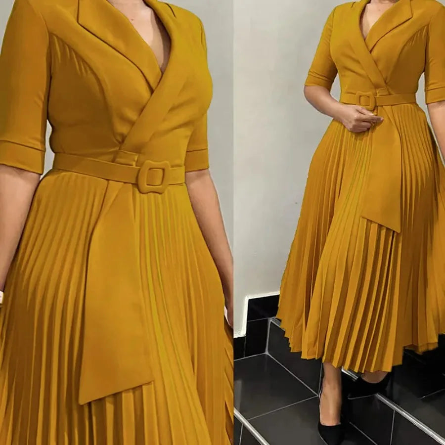 Women Autumn Fashion V-neck 3/4 Sleeve Party Evening Long Maxi Dress Outfits