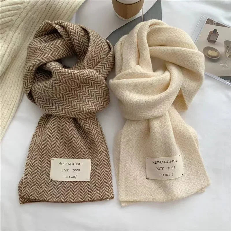 Women's Scarves High Quality Knitted  Vintage Stripe Patterns Winter Outdoors Warm utilising in Autumn and Winter Black