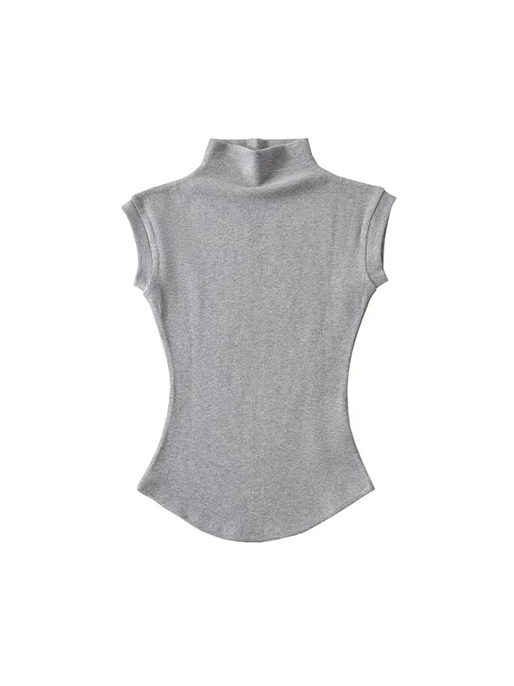 Women's Sleeveless Turtleneck Slim Fit Knit Top Summer 2024 by TODOBLACK