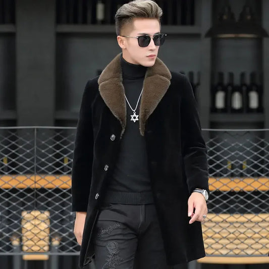 Winter New Mink Fleece Coat Imitation Fur Coat Men's Medium winter coat