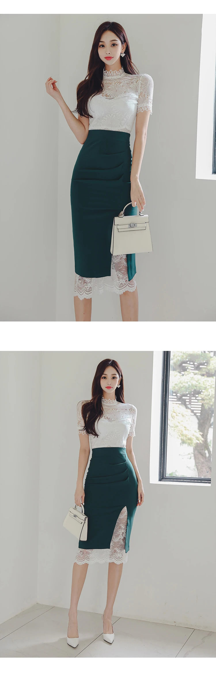 MingJieBiHuo Women's Vintage Slim Fit Lace Midi Dress – Stand Collar, Zipper Closure