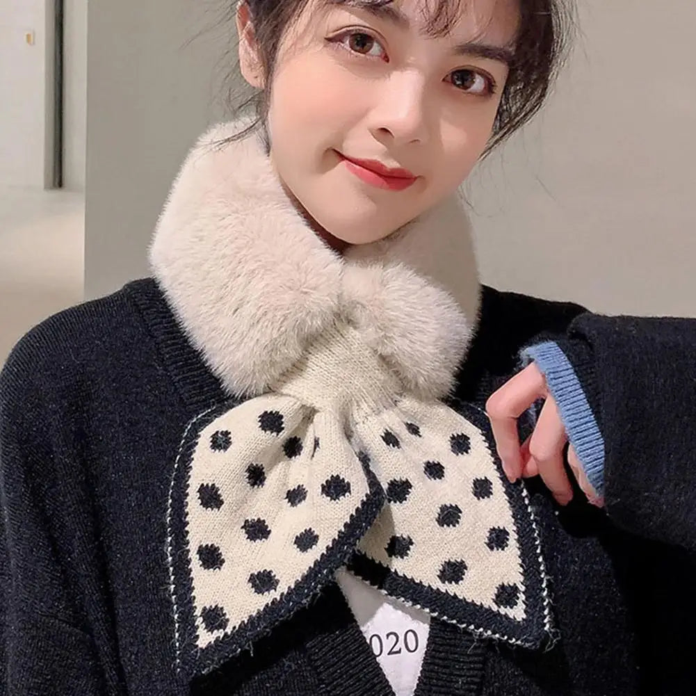 NoEnName_Null Women's Winter Splice Plush Scarf – Stylish &amp; Cozy Casual Accessory