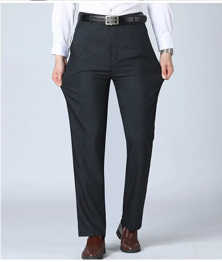 Spring Autumn New Business Office Streetwear Fashion Men's Solid Pocket Loose Casual Straight Full Trousers 29-40