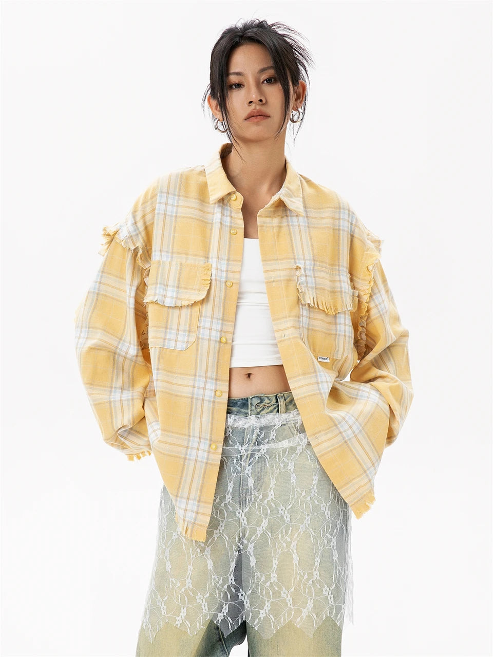 STIWAUP Women's Plaid Long Sleeve Blouse – Casual Turn-down Collar Top for Spring & Autumn