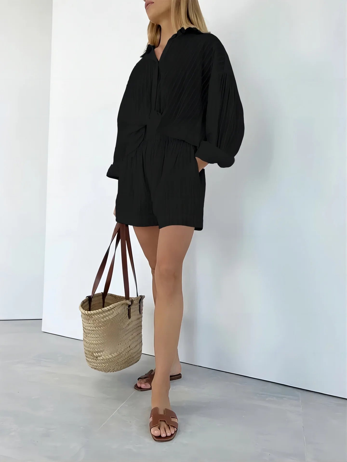 MsChuh Women’s Office Lady Puff Sleeve Mini Dress - Regular Fit, Single Breasted, Spring/Summer Collection