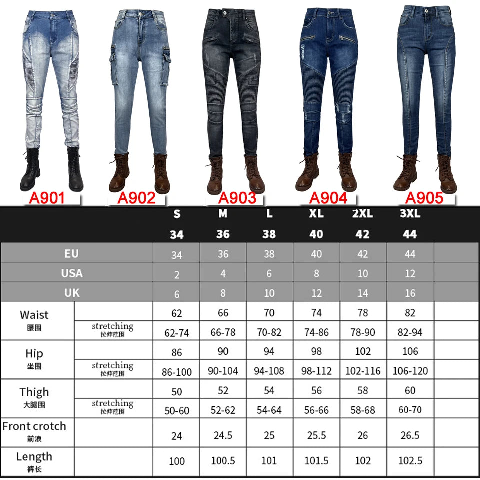 Women's Motorcycle Protective Gear Riding Motorbike Top Blue Jeans