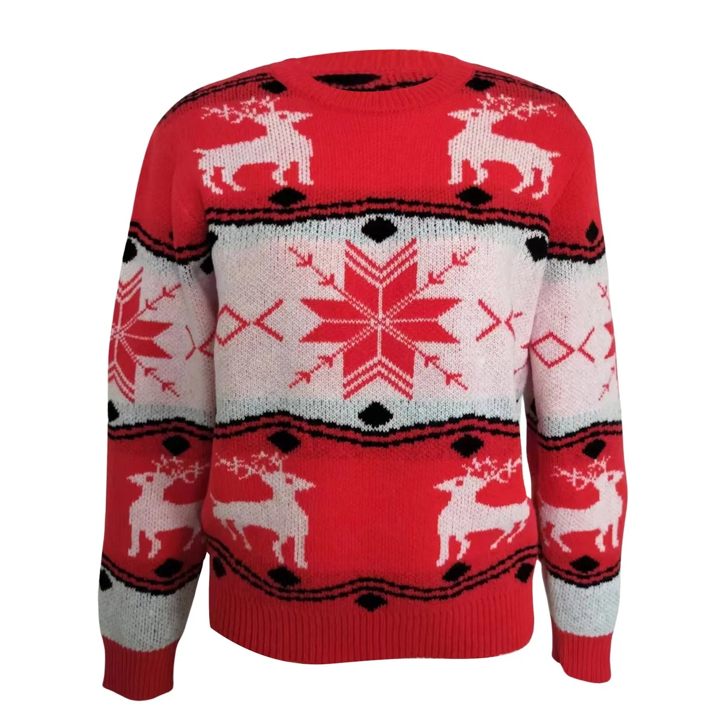 NoEnName_Null Women’s Casual Geometric Puff Sleeve Knit Jacket with Ruffled Collar - Autumn/Winter 2024