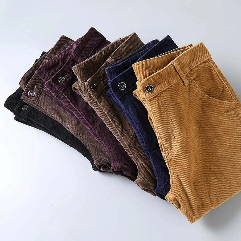 6 Color Men's Thick Corduroy Casual Pants 2023 Winter men trousers