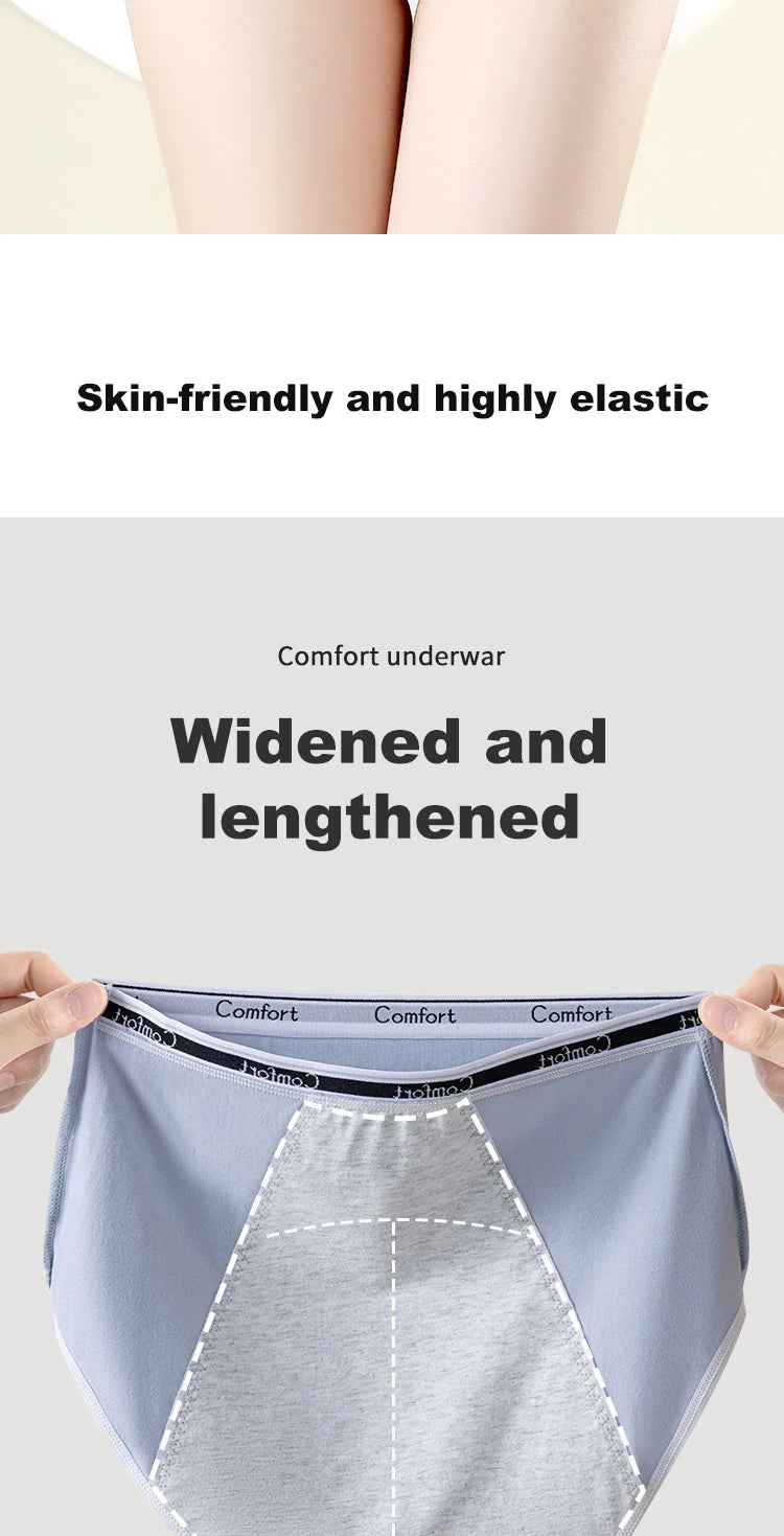 2pcs Girl Menstrual Panties Physiological Briefs Ladies Period Leak Proof Panty High Waist Cotton Underwear