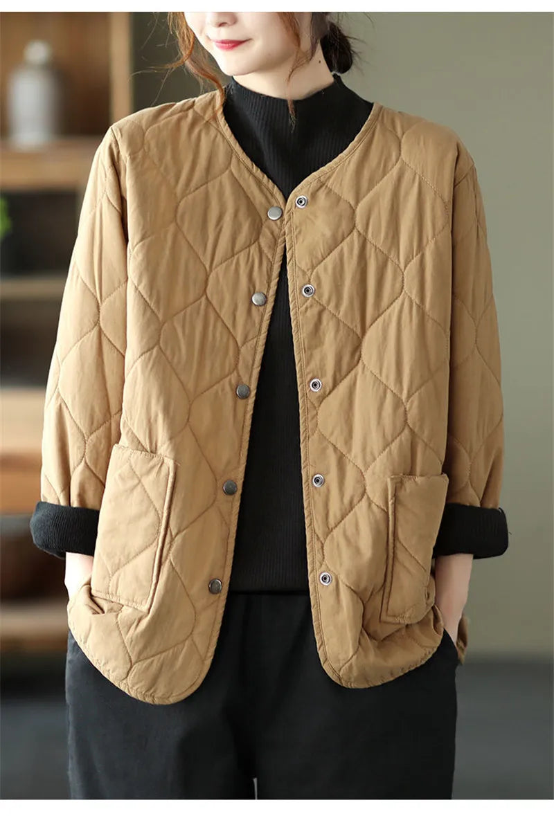 Women's Cotton-padded 2024 Winter New Coat  Retro Casual Jacket